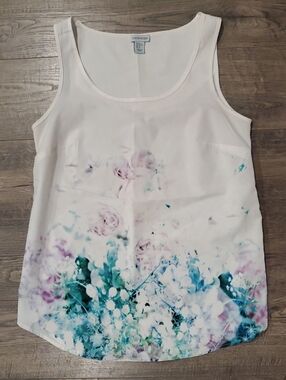 White Floral Watercolor Tank Top by Sonoma